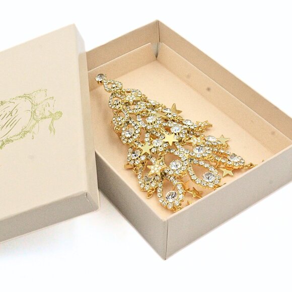 Kirks Folly Limited Edition 013/500 Rhinestones Christmas Tree Gold Tone Brooch - Picture 1 of 11